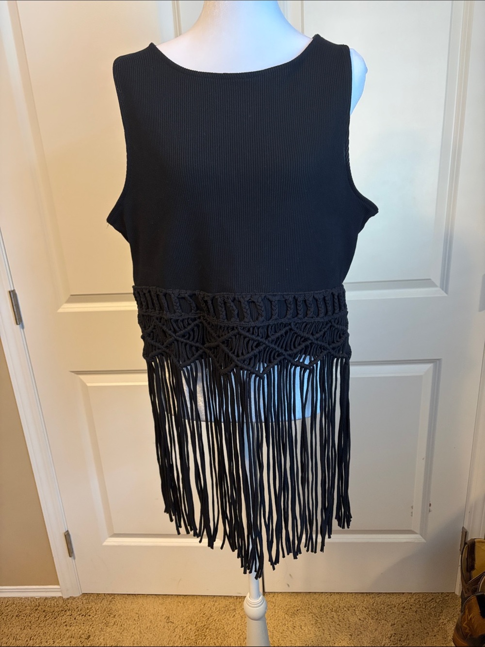 Women’s Black Fringe Tank Top